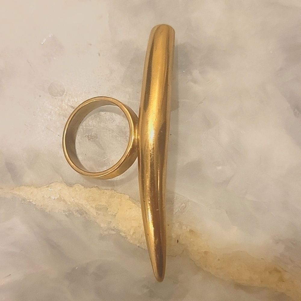 NEW 18K Kelly Wearstler Sz 7 Gold Horn Ring Spike Statement Claw Nail Bar Arrow - Picture 4 of 5